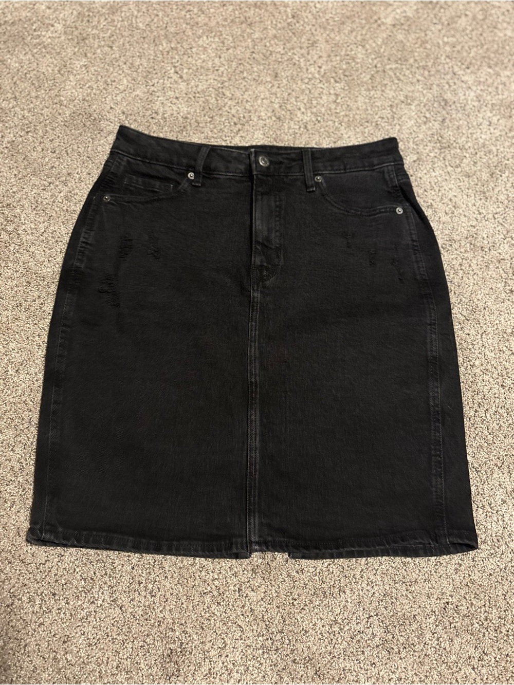Old Navy Black Denim Midi Skirt